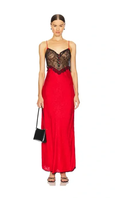 S/w/f Lace Trimmed Slip Dress In Poppy