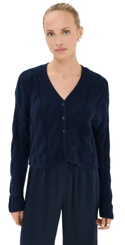 Sablyn Cashmere Cable Knit Cardigan Midnight Navy