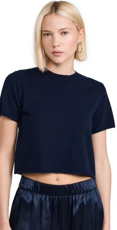 Sablyn Charleston Cashmere Short Sleeve Sweater Midnight Navy