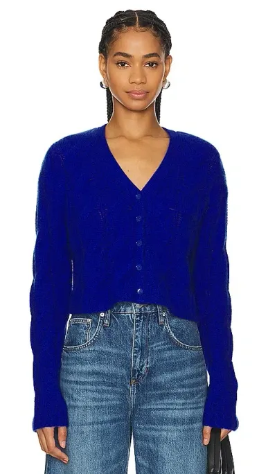 Sablyn Jolie Cropped Cable Cardigan In Blue