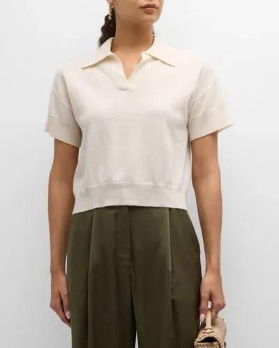 Sablyn Mirabelle Cashmere Short-sleeve Polo In Gardenia