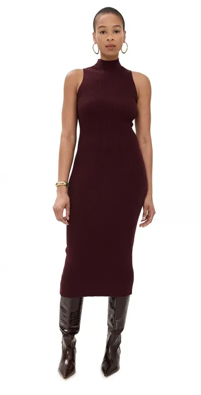 Sablyn Mock Neck Fitted Dress Bordeaux