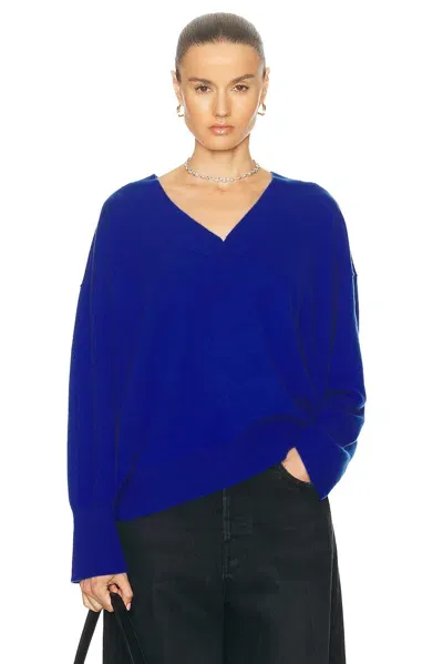 Sablyn Nylah B Slouchy V-neck Pullover Sweater In Lapis