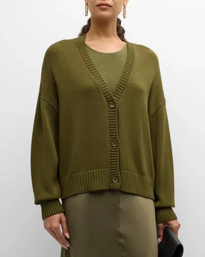 Sablyn Ollie Boxy V-neck Cardigan In Olive