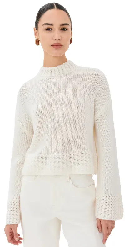 Sablyn Phoenix Bell Sleeve Crewneck Cashmere Pullover Gardenia In White