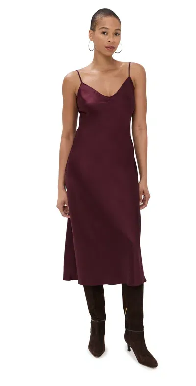 Sablyn V Neck Bias Cut Cami Dress Bordeaux