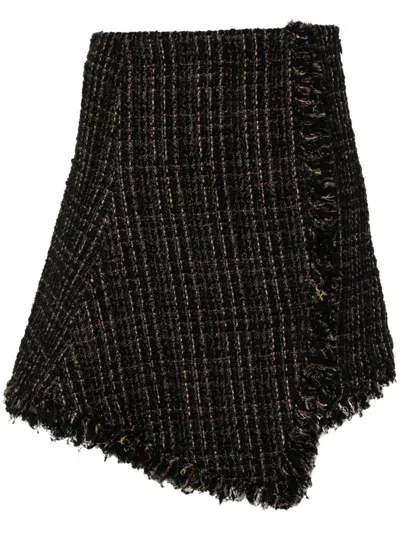 Sacai Asymmetric Mini Skirt In Black