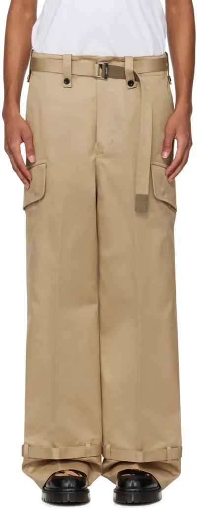 Sacai Beige Chino Cargo Pants In 651 Beige