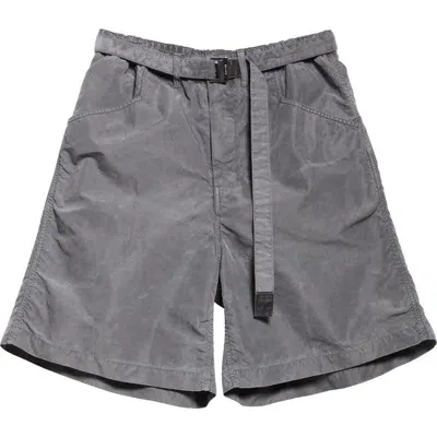 Sacai Belted Garment Dye Nylon Twill Shorts In Gray