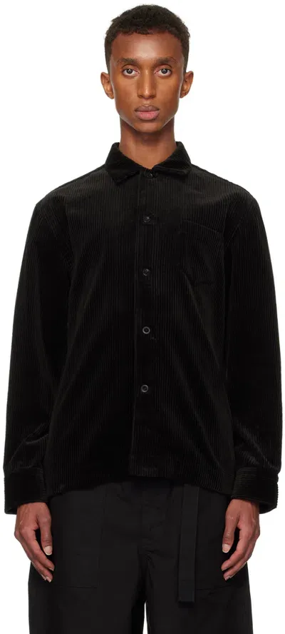 Sacai Black Corduroy Shirt In 001 Black