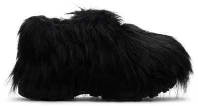 Sacai Black Faux-fur Derbys In 001 Black