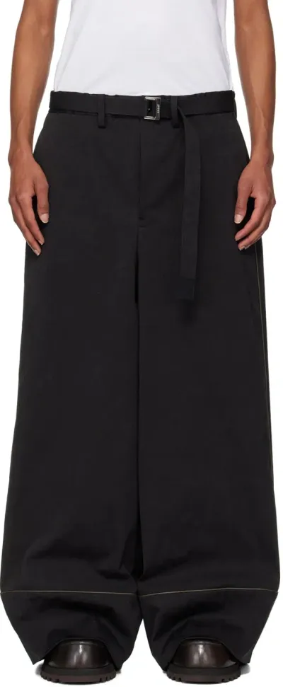 Sacai Black Faux-suede Trousers In 001 Black