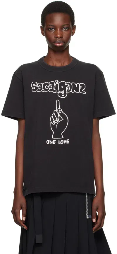 Sacai Black Gonz Print T-shirt In 001 Black