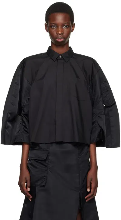 Sacai Black Puff Sleeve Shirt In 001 Black