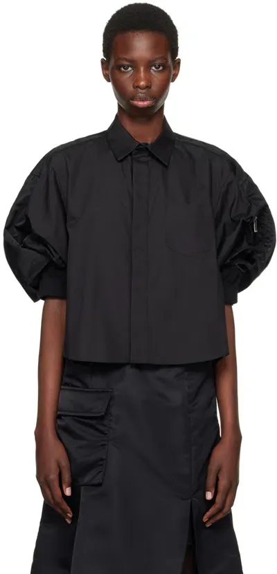 Sacai Black Puff Sleeve Shirt In 001 Black