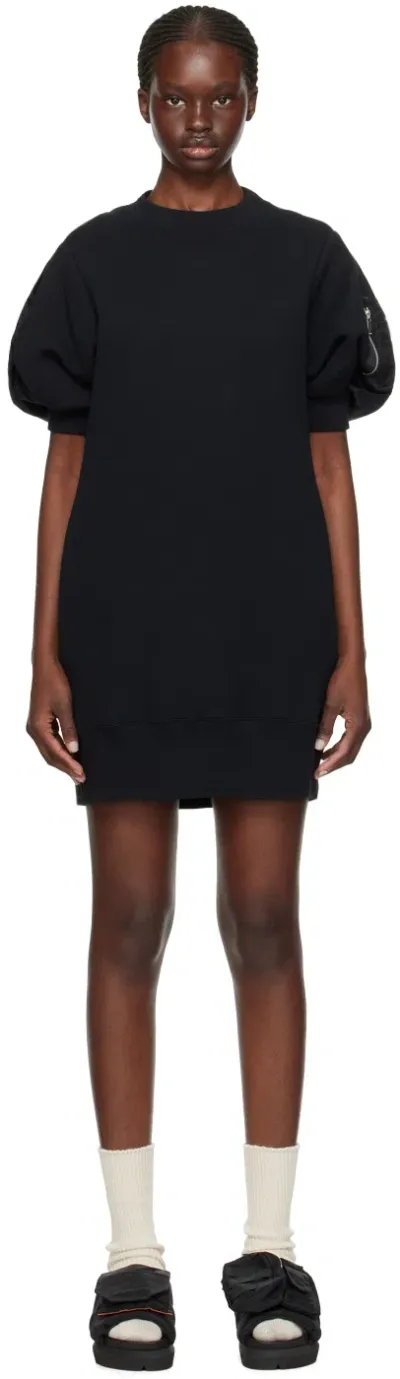 Sacai Black Sponge Minidress In 001 Black