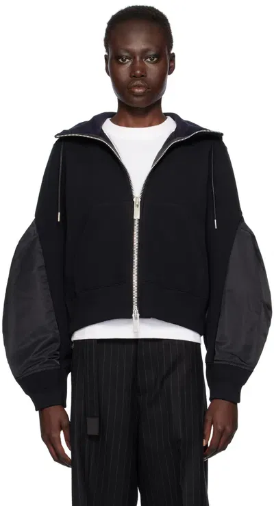 Sacai Black Sponge Sweat Hoodie In 001 Black