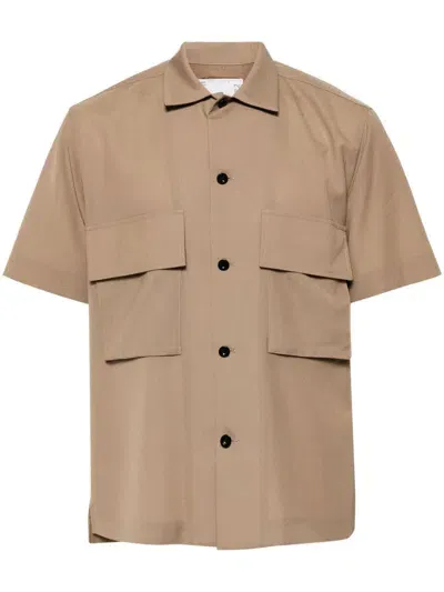 Sacai Button-up Shirt In Brown