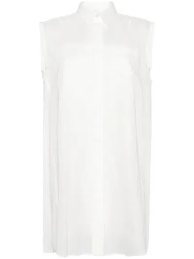 Sacai Cotton Blend Chemisier Dress In White