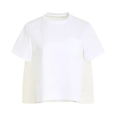 Sacai Cotton Jersey X Nylon Twill T-shirt In White