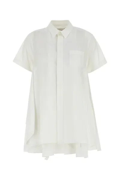 Sacai Cotton Poplin Dress-2 Nd  Female In White