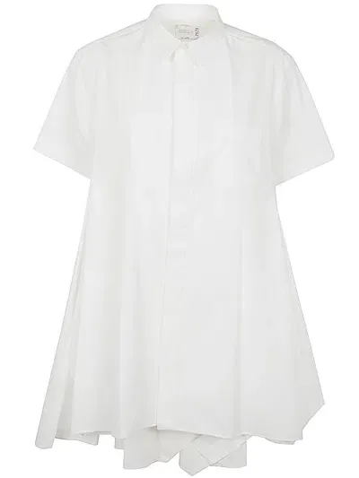 Sacai Cotton Poplin Dress In White