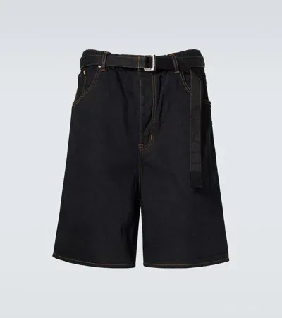 Sacai Denim Bermuda Shorts In Blue