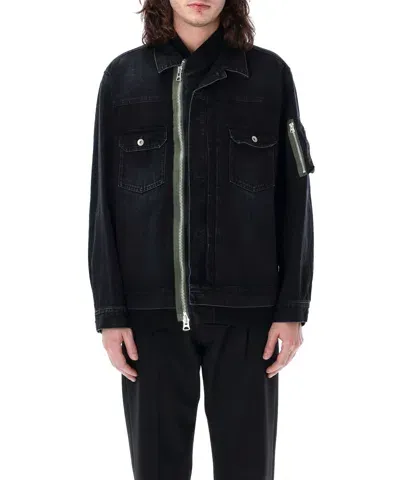 Sacai Denim Jacket In Black