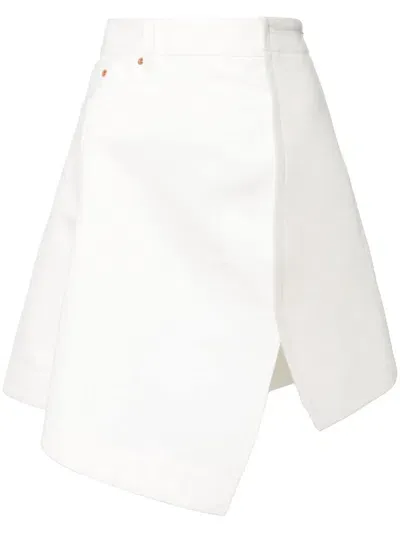 Sacai Denim Wool Melton Skirt In White