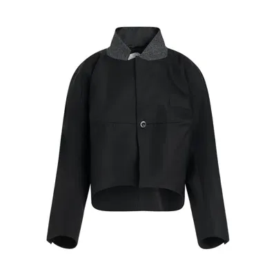 Sacai Double-faced Silk Cotton Jacket In Black