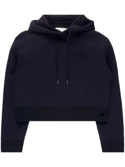 Sacai Drawstring-hood Cropped Hoodie In 蓝色