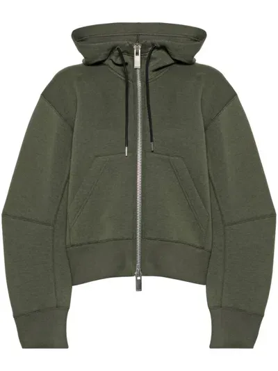 Sacai Drawstring Zip-up Hoodie In B,khaki