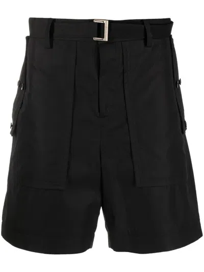 Sacai Drop-crotch Cotton Shorts In Black