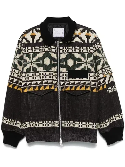 Sacai Fair Isle-print Jacket In Multicolor