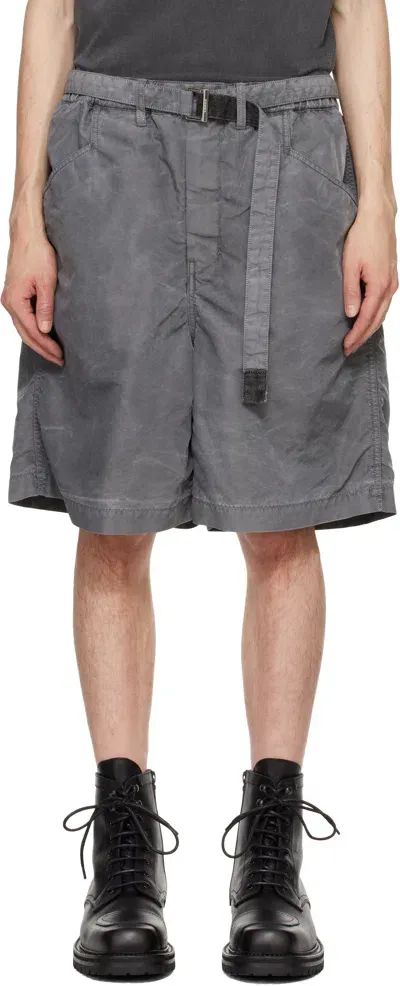 Sacai Gray Nylon Twill Shorts In 001 Black