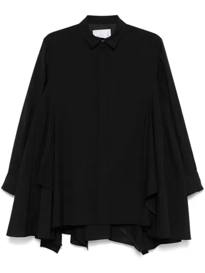 Sacai Handkerchief Shirt Dress In Black