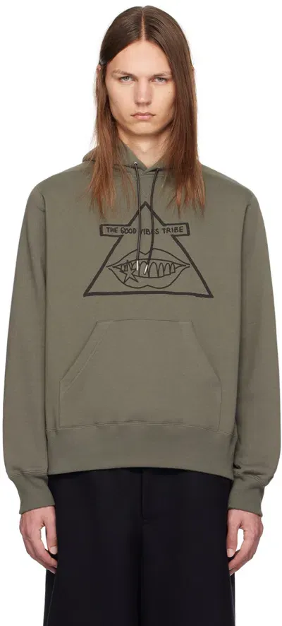 Sacai Khaki Gonz Edition 'the Good Vibes Tribe' Hoodie In 840 B/khaki