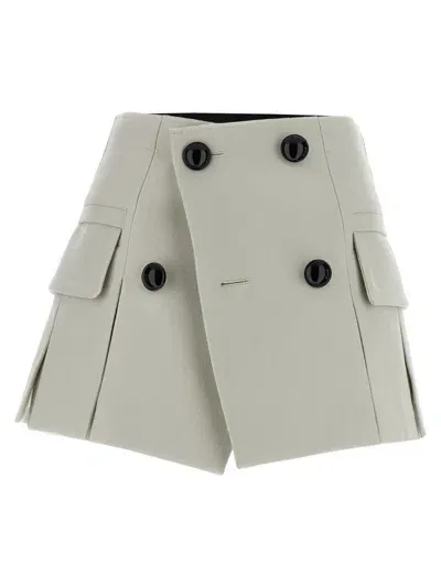 Sacai High Waist Pleated Skort With Side Pockets In Gray