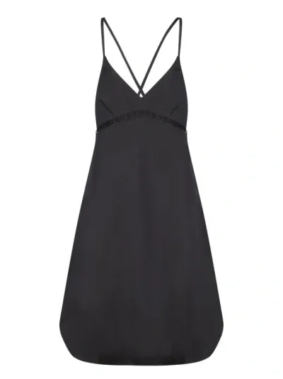 Sacai Black Silk Cotton Midi Dress