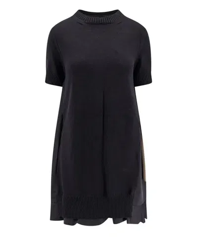 Sacai Mini Dress In Black