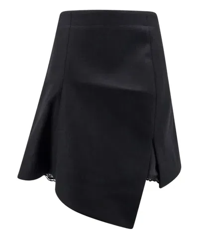 Sacai Asymmetric Midi Skirt In Black