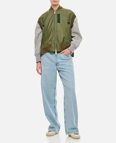 Sacai Nylon Twill Vest In Green