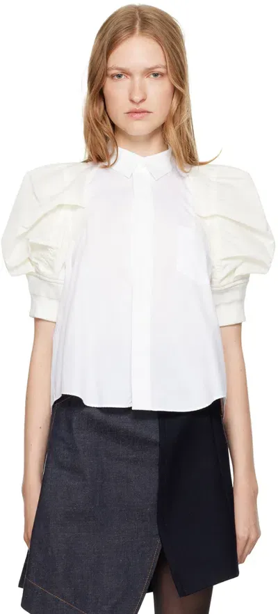 Sacai Off-white Puff Sleeve Shirt In 151 Off White