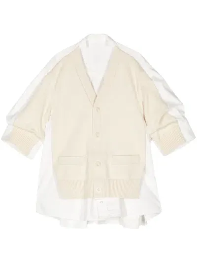 Sacai Panelled Jacket In White