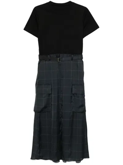 Sacai Panelled Maxi Skirt In Black