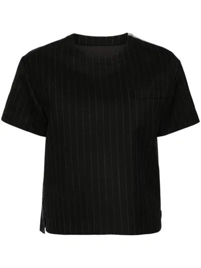 Sacai Panelled T-shirt In Black