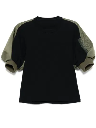 Sacai Panelled T-shirt In Black