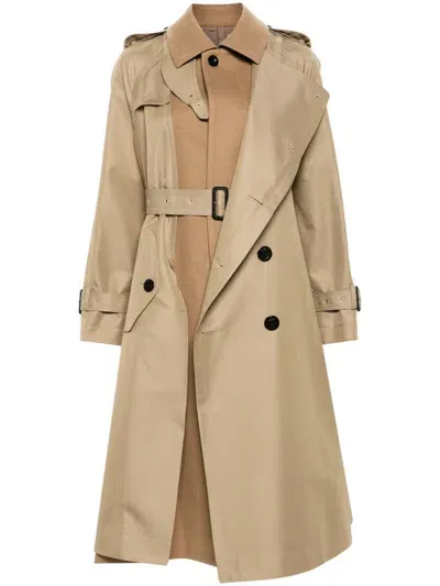 Sacai Panelled Trench Coat In 中性色