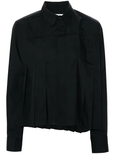 Sacai Pleated Shirt In Black