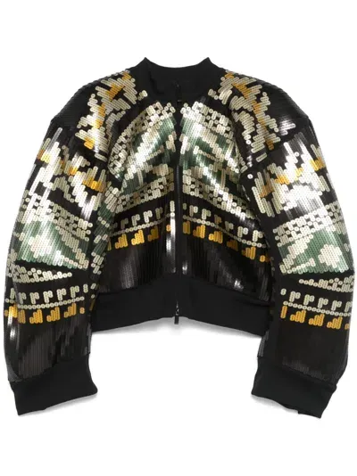 Sacai Sequinned Bomber Jacket In Multicolor